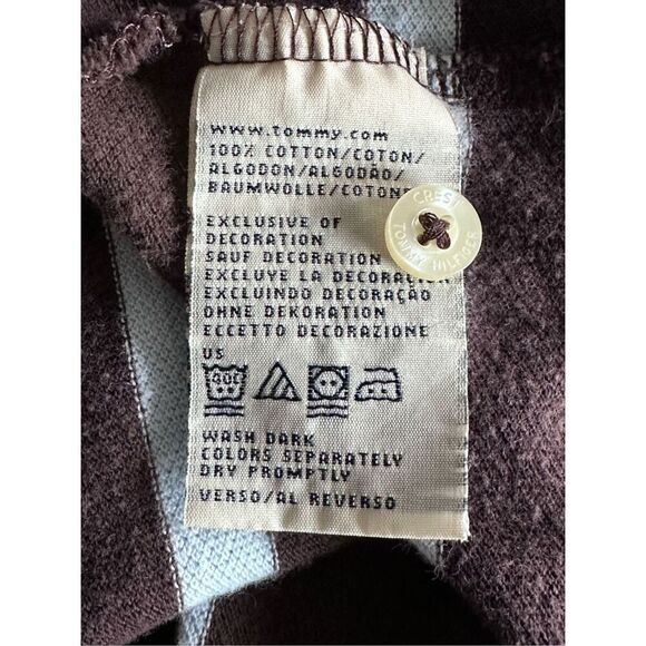 Y2K Crest by Tommy Hilfiger SS Polo Shirt Men’s XL Brown Blue Preppy - Picture 8 of 8